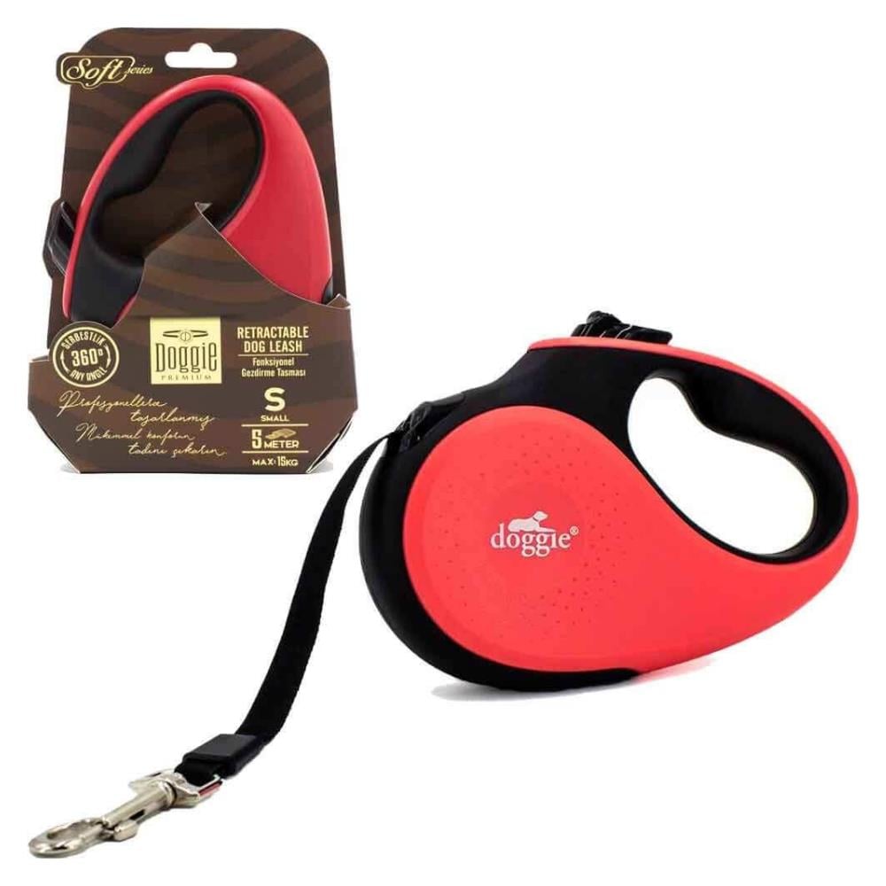 Doggie Otomatik Köpek Tasması Soft S 15 kg 5 m PembeDoggie