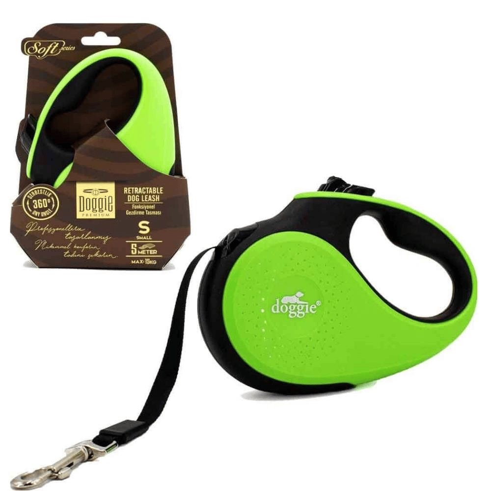 Doggie Otomatik Köpek Tasması Soft S 15 kg 5 m YeşilDoggie