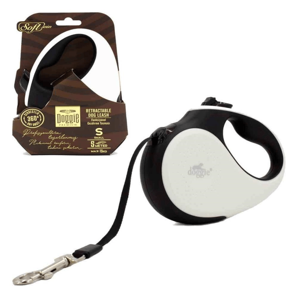 Doggie Otomatik Köpek Tasması Soft S 15 kg 5 m BeyazDoggie
