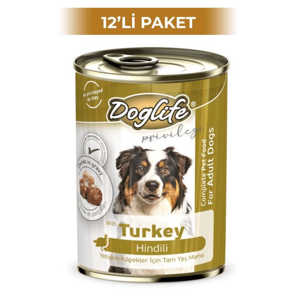 Doglife Hindili Yetişkin Köpek Konservesi 400gr 12 AdetDoglife