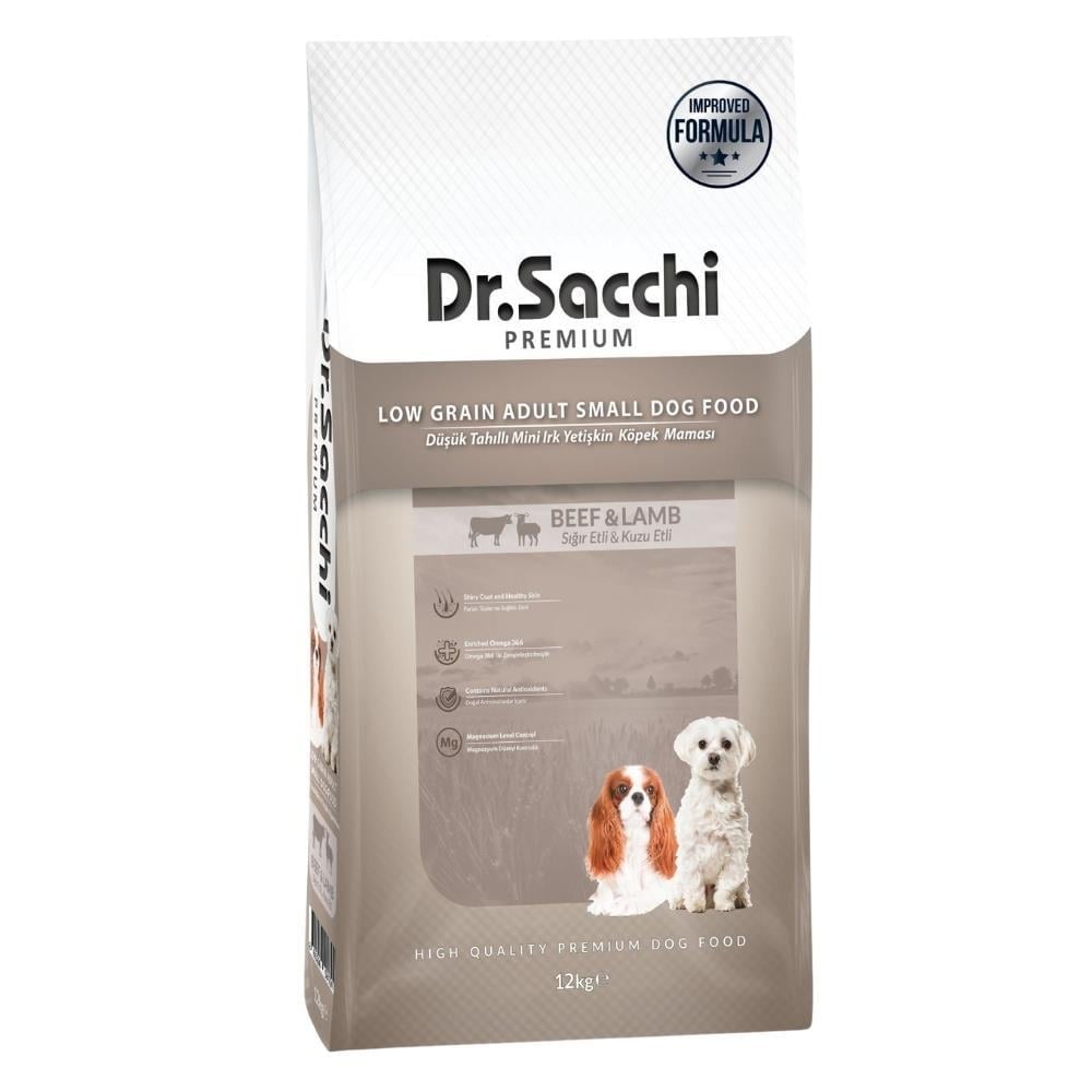 Dr.Sacchi Düşük Tahıllı Sığır ve Kuzu Etli Mini Irk Yetişkin Köpek Maması 12 kgDr. Sacchi
