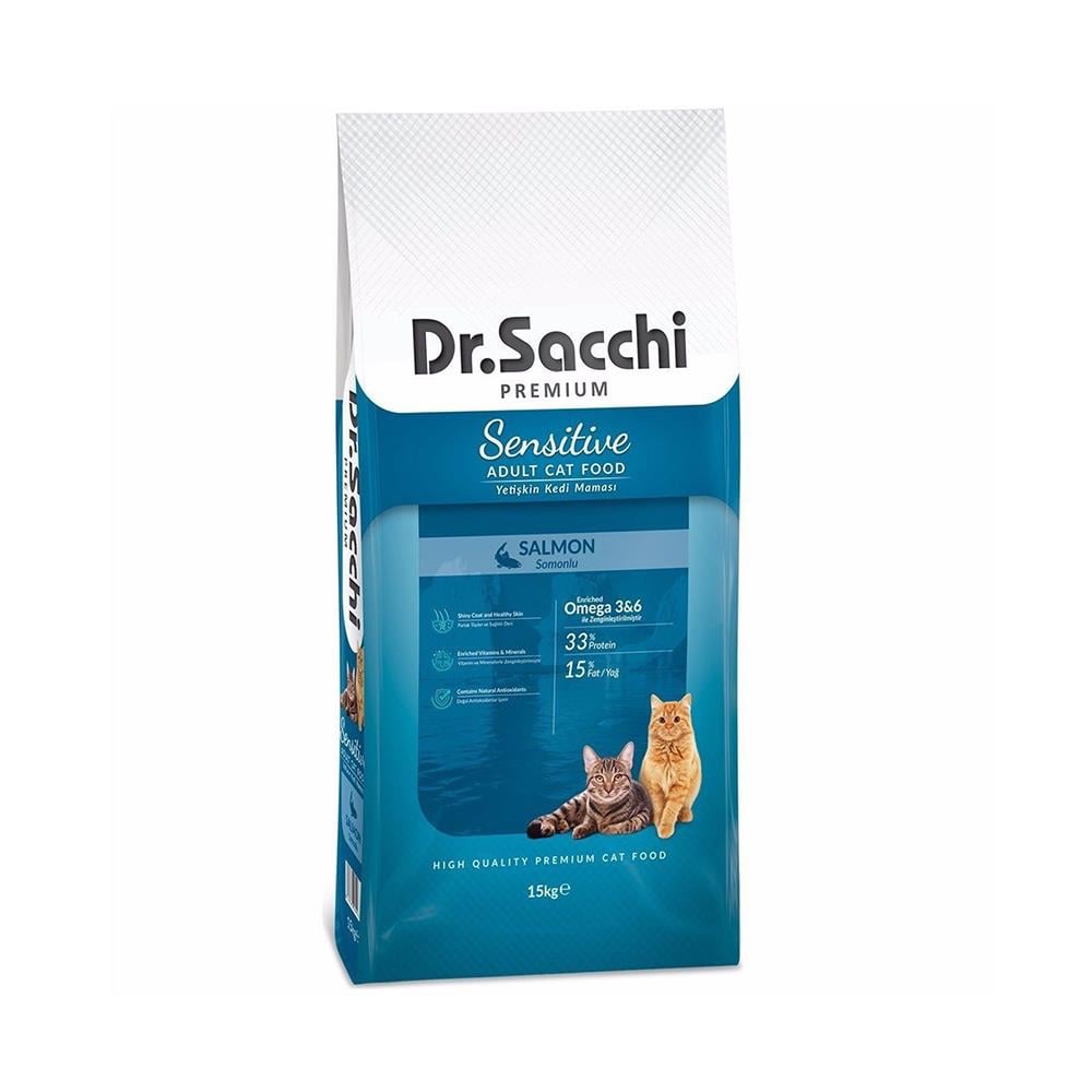 Dr.Sacchi Premium Sensitive Somonlu Yetişkin Kedi Maması 15 kgDr. Sacchi