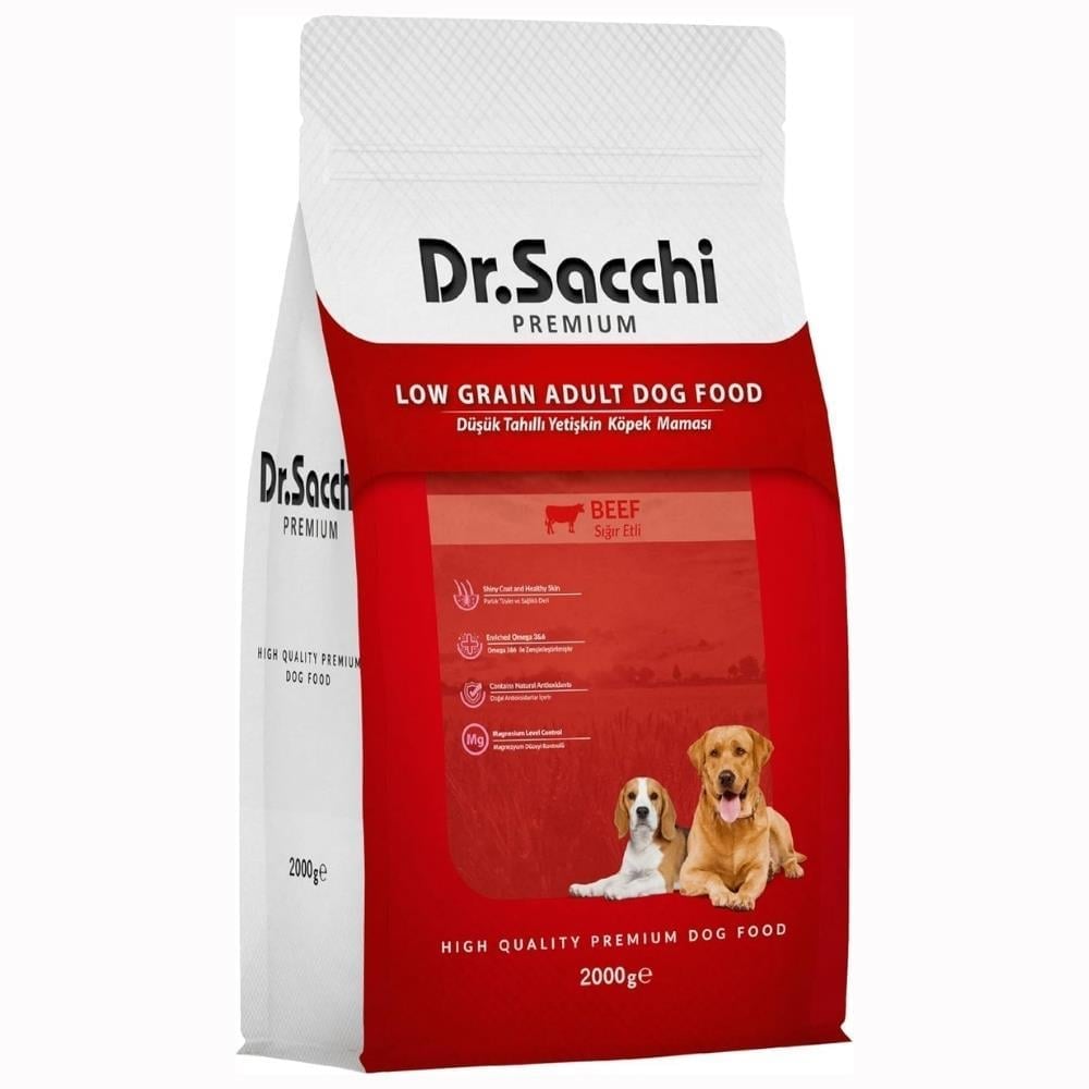 Dr.Sacchi Premium Sığır Etli Düşük Tahıllı Yetişkin Köpek Maması 2 kgDr. Sacchi