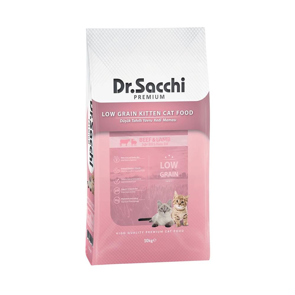 Dr.Sacchi Premium Sığır ve Kuzu Etli Düşük Tahıllı Yavru Kedi Maması 10 kgDr. Sacchi