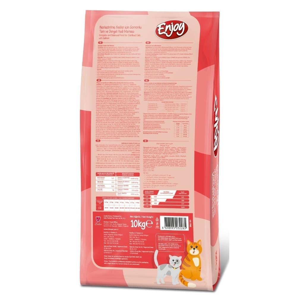 Enjoy Somonlu Kısırlaştırılmış Kedi Maması 10 kgEnjoy