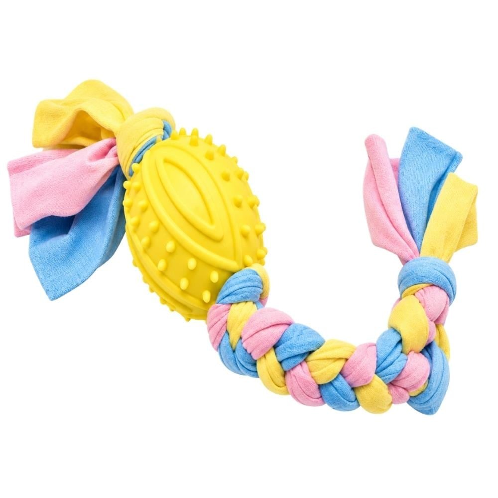 EuroDog Puppy Toys Diş İpli Kauçuk Rugby Topu Yavru Köpek Oyuncağı Sarı 35 cmEuroGold
