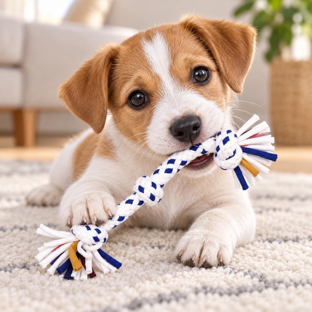 EuroDog Üç Düğümlü Köpek Diş İpi Oyuncağı 15 cm Mavi Beyaz NoktalıEurodog