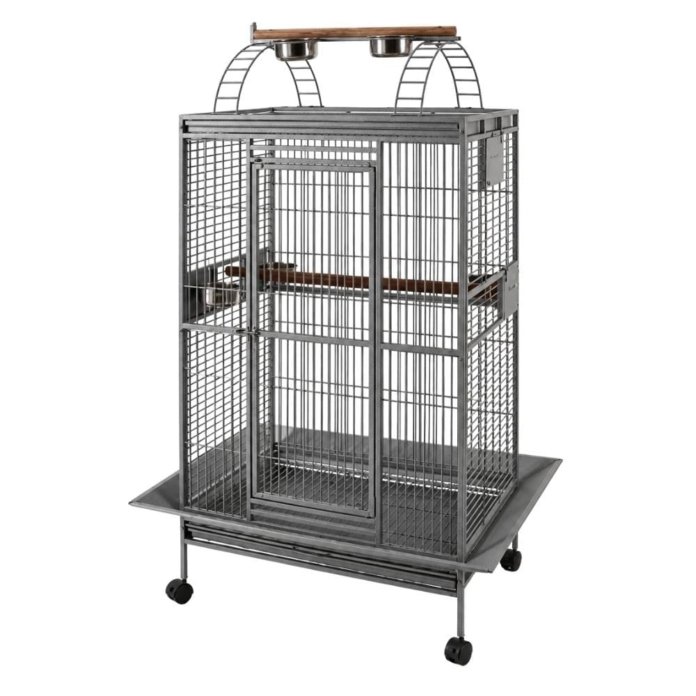 EuroGold Büyük Papağan Kafesi 101 x 76 x 183 cm Koyu Gri 2 ParçaEuroGold