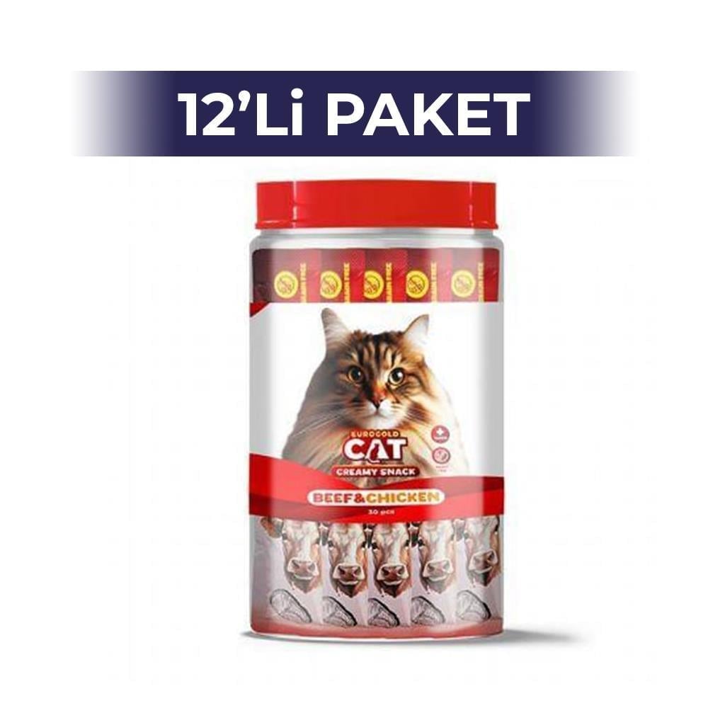 EuroGold Dana ve Tavuk Etli Sıvı Kedi Ödülü 5x15Gr 12 AdetEuroGold