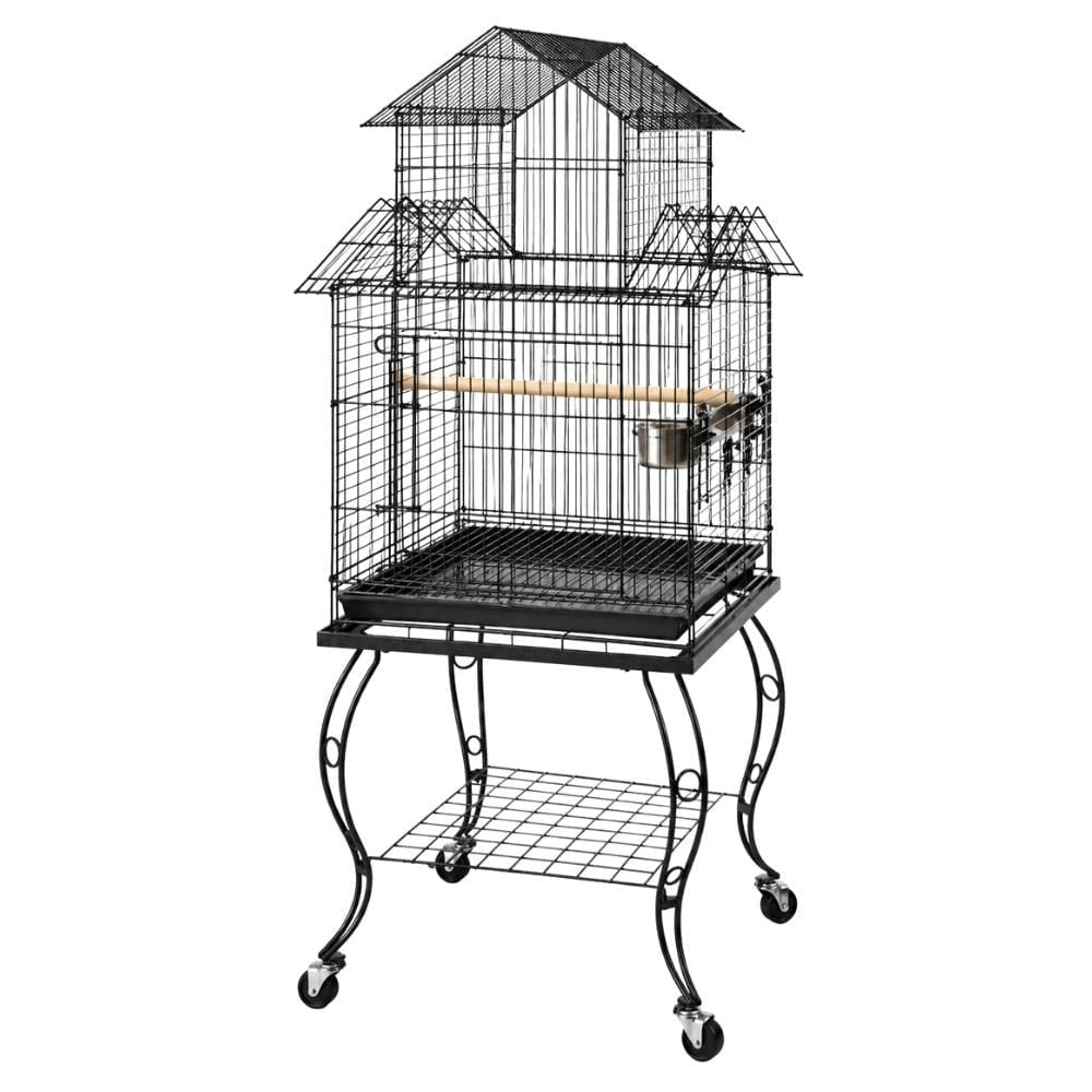 EuroGold Qh Pet Cage Sehpalı Demir Dövme Papağan Kafesi Pirinç 51 x 51 x 139 cmEuroGold