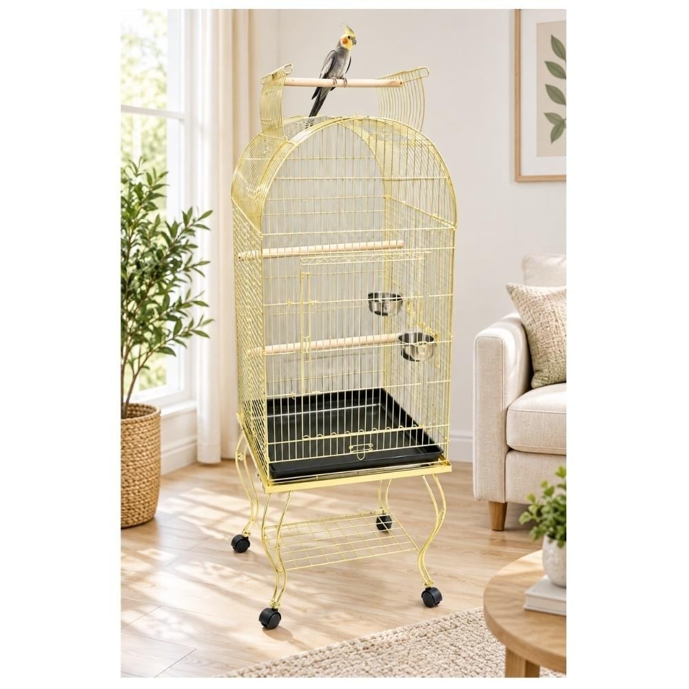 EuroGold Qh Sehpalı Papağan Kafesi Gold 51 x 51 x 152 cmEuroGold