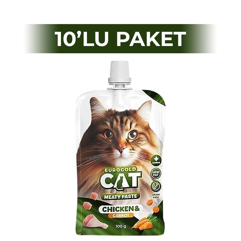 Eurogold Tavuklu ve Havuçlu Ezme Kedi Ödülü 100 gr 10 AdetEuroGold