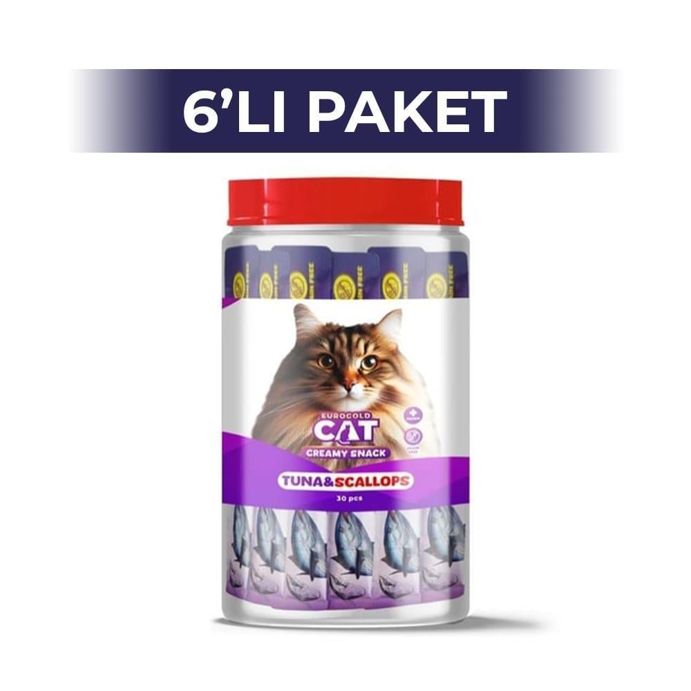 EuroGold Ton Balığı ve Deniz Tarağı Sıvı Kedi Ödülü 5x15Gr 6 AdetEuroGold