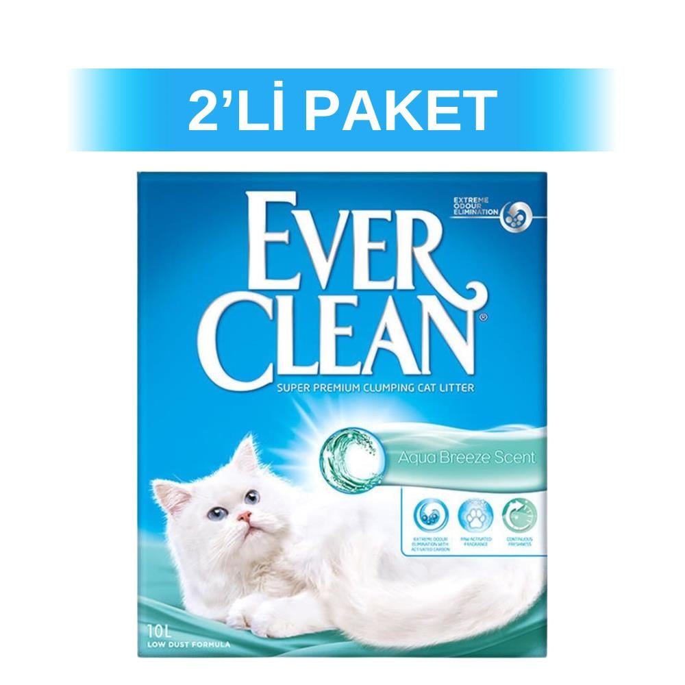 Ever Clean Aqua Breeze Okyanus Esintisi Parfümlü Kedi Kumu 10 lt 2 AdetEver Clean
