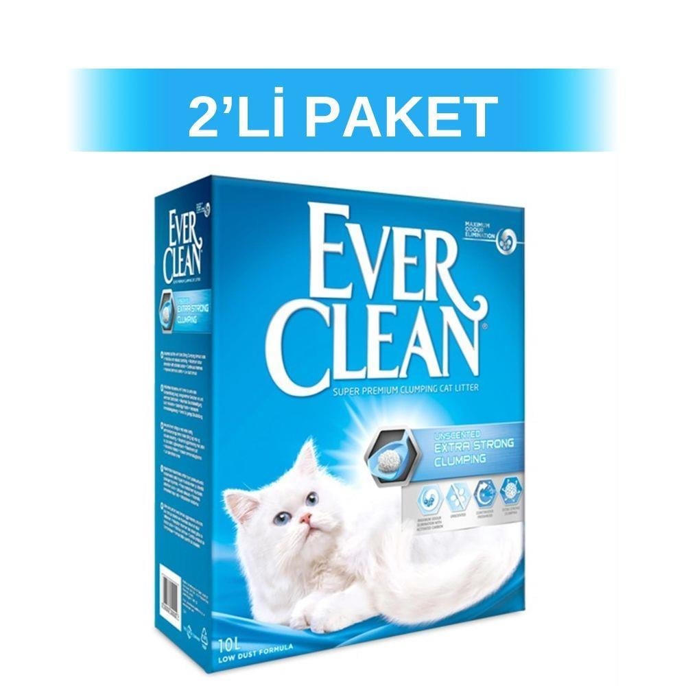 Ever Clean Extra Strength Ekstra Güçlü Kokusuz Topaklanan Kedi Kumu 10 lt 2 AdetEver Clean