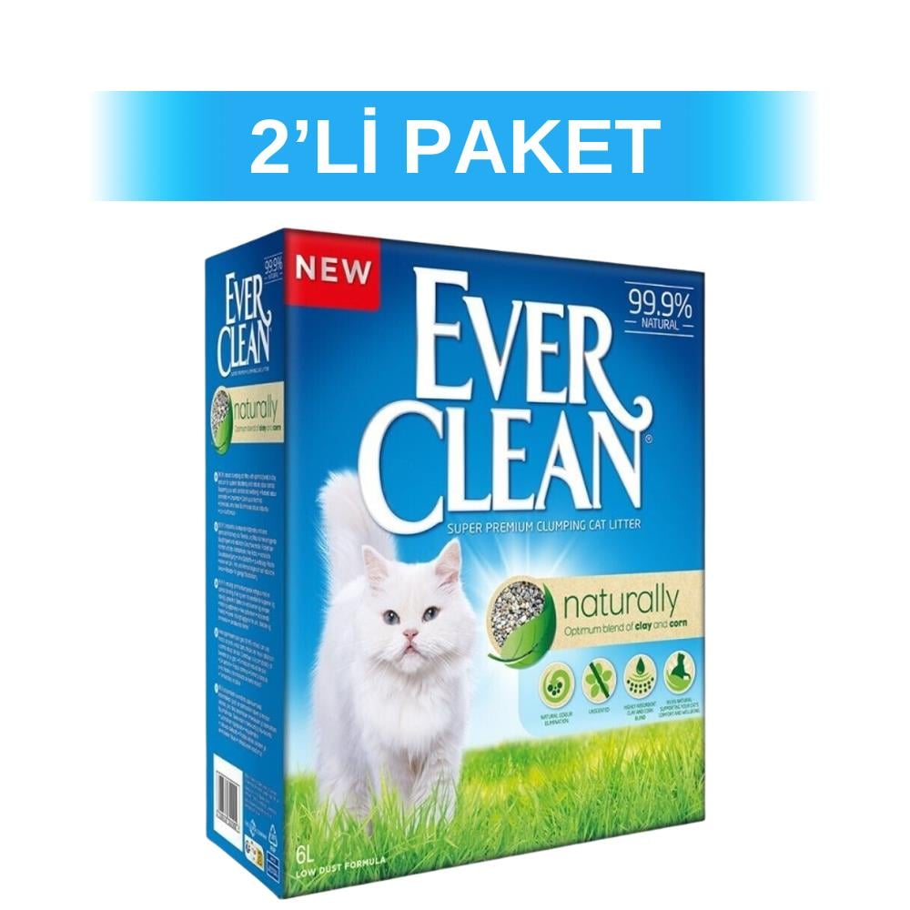 Ever Clean Naturally Doğal Parfümsüz Topaklanan Kedi Kumu 6 lt 2 AdetEver Clean