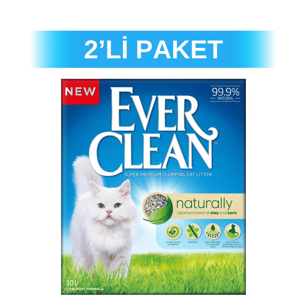 Ever Clean Naturally Doğal Parfümsüz Topaklanan Kedi Kumu 10 lt 2 AdetEver Clean