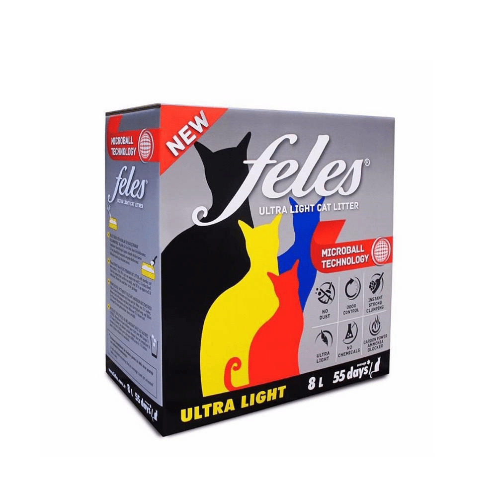 Feles Ultra Light Karbonlu Topaklanan Kedi Kumu 8 ltFeles