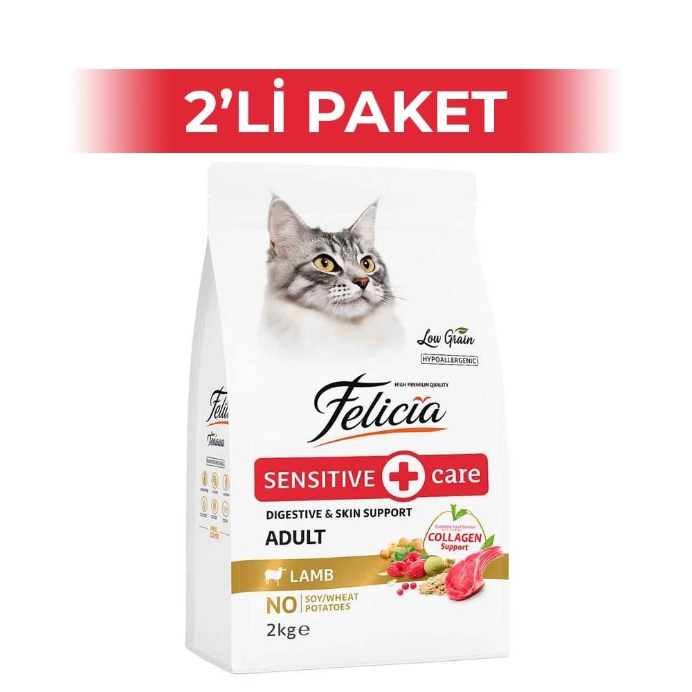 Felicia Düşük Tahıllı Kuzulu Yetişkin Kedi Maması 2 kg 2 AdetFelicia