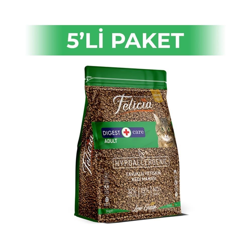 Felicia HypoAllergenic Az Tahıllı Tavuklu Yetişkin Kedi Maması 1 kg 5 AdetFelicia