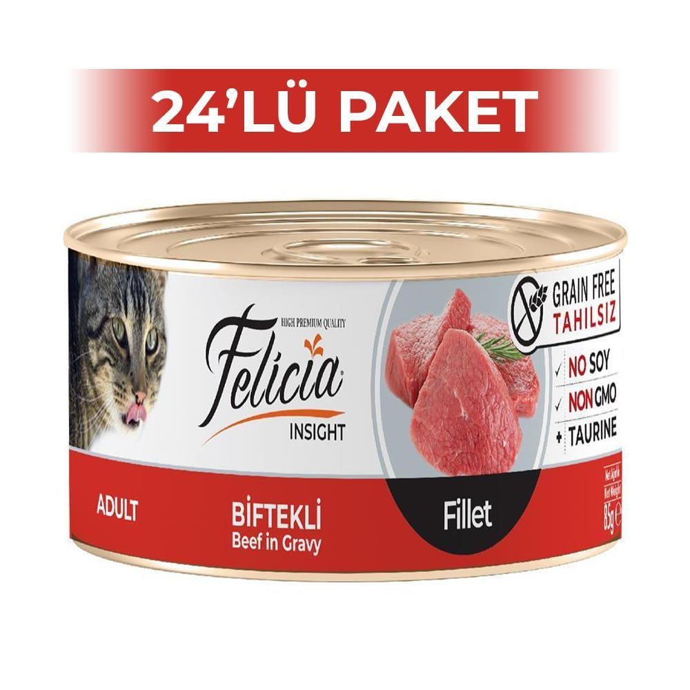 Felicia Tahılsız Biftekli Yetişkin Kedi Konservesi 85 gr 24 AdetFelicia