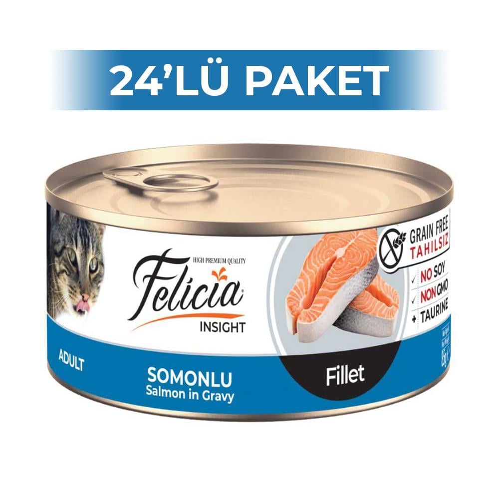 Felicia Tahılsız Somonlu Yetişkin Kedi Konservesi 85 gr 24 AdetFelicia