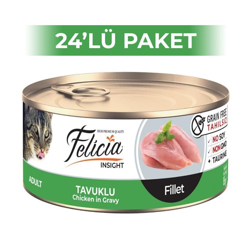 Felicia Tahılsız Tavuklu Yetişkin Kedi Konservesi 85 gr 24 AdetFelicia