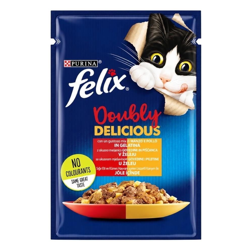 Felix Çifte Lezzet Sığır ve Tavuk Etli Yaş Kedi Maması 85 grFelix