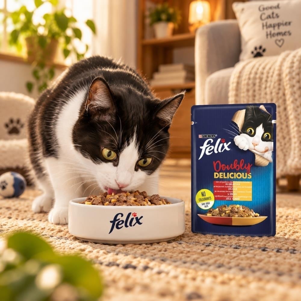 Felix Çifte Lezzet Sığır ve Tavuk Etli Yaş Kedi Maması 85 grFelix