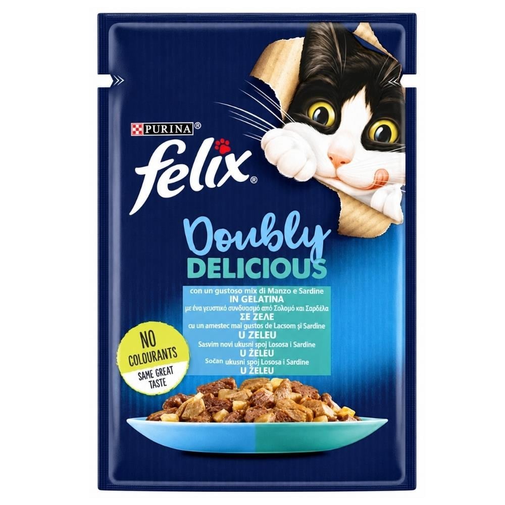 Felix Çifte Lezzet Somon ve Sardalyalı Yetişkin Kedi Yaş Maması 85 grFelix
