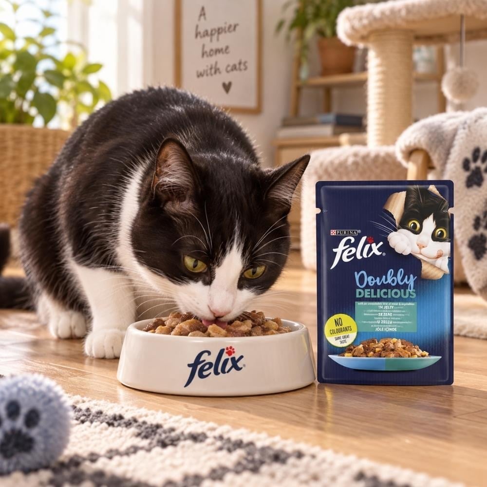 Felix Çifte Lezzet Somon ve Sardalyalı Yetişkin Kedi Yaş Maması 85 grFelix