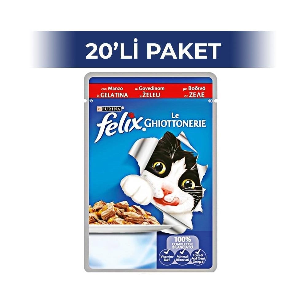 Felix Junior Sığır Etli Yavru Pouch Kedi Maması 100 gr 20 AdetFelix
