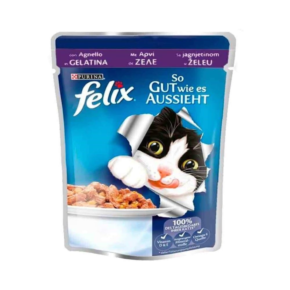 Felix Kuzu Etli Yaş Kedi Maması 100 gr Felix