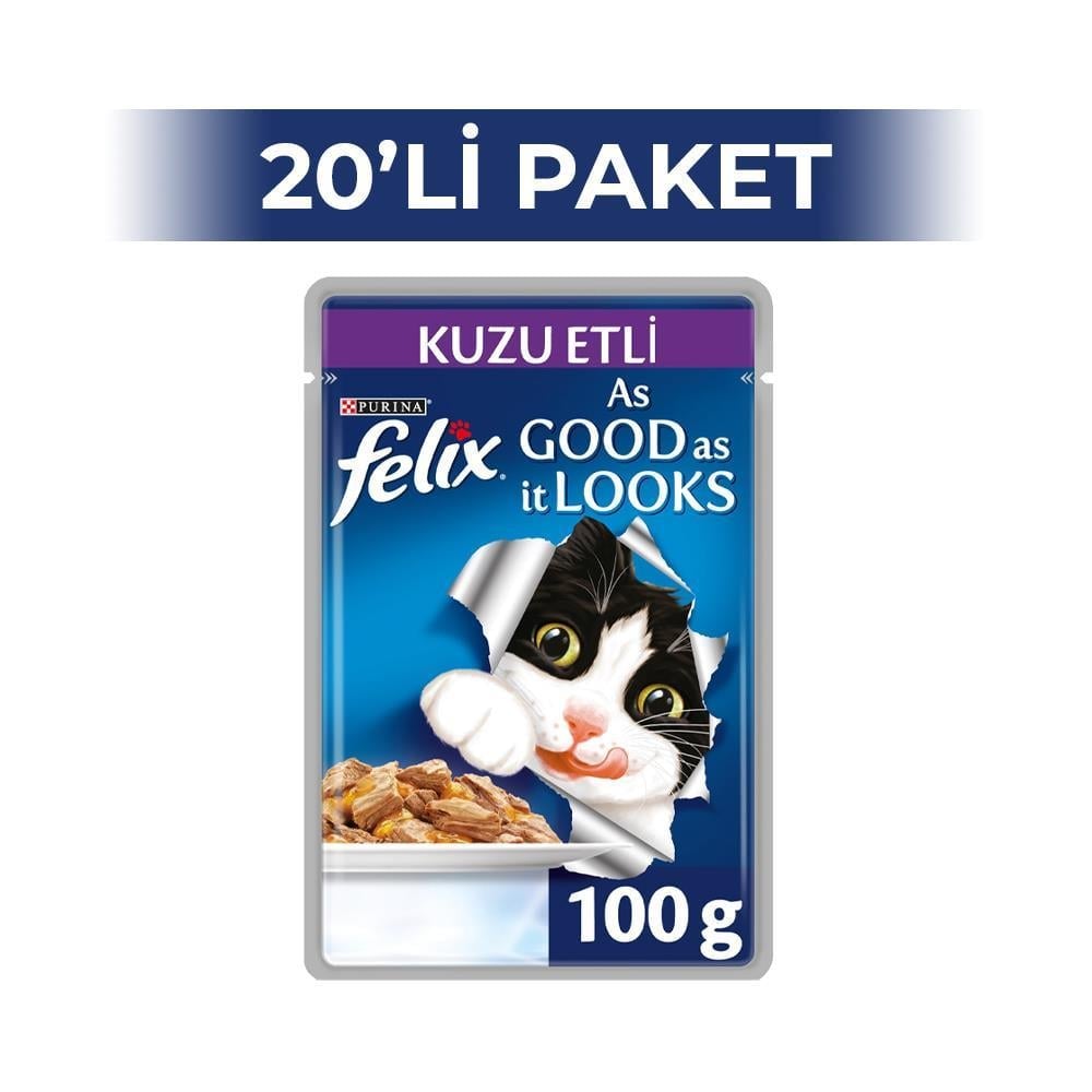 Felix Kuzu Etli Yaş Kedi Maması 100 gr 20 AdetFelix