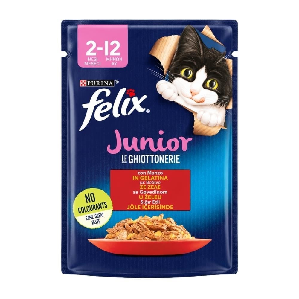 Felix Pouch Jöle İçinde Sığır Etli Yavru Yaş Kedi Maması 85 grFelix