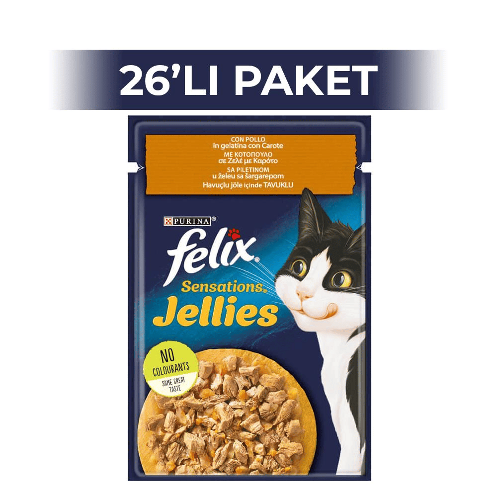 Felix Pouch Tavuklu ve Havuçlu Yetişkin Kedi Konservesi 85 gr 26 AdetFelix