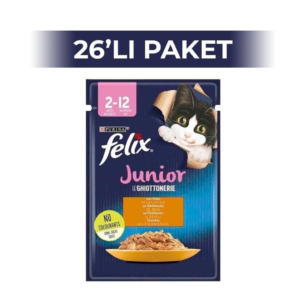 Felix Pouch Tavuklu Yavru Kedi Maması 85 gr 26 AdetFelix