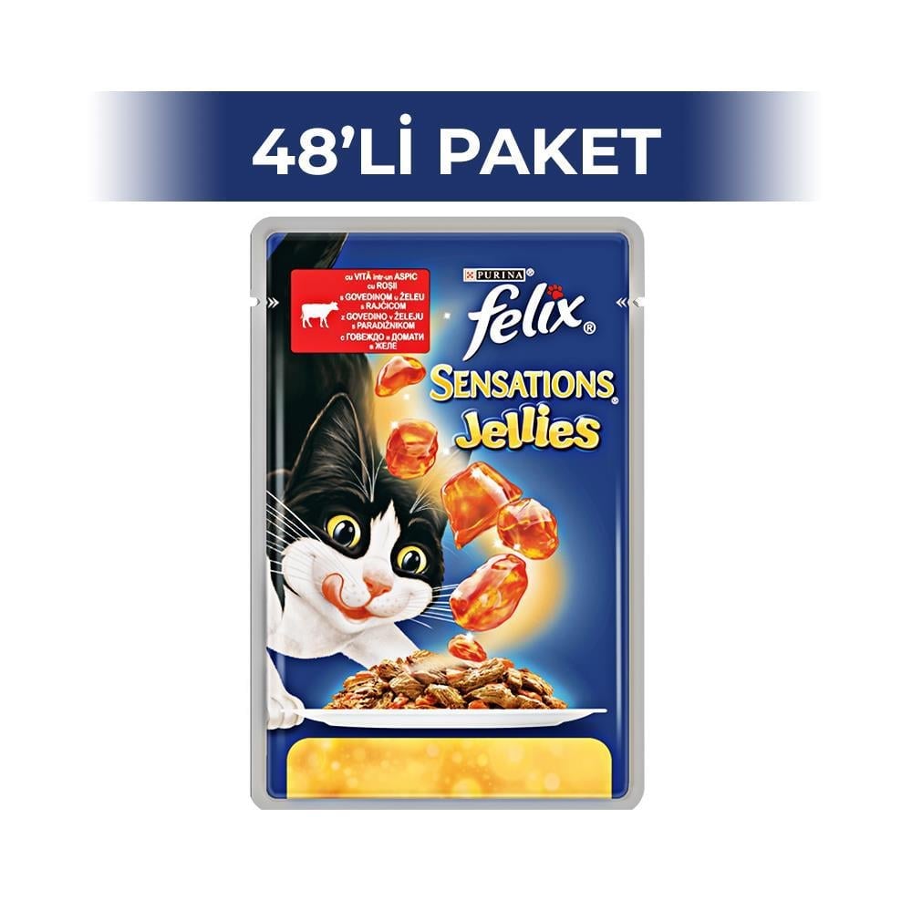 Felix Sığır Etli ve Domatesli Kedi Yaş Maması 100 gr 48 AdetFelix