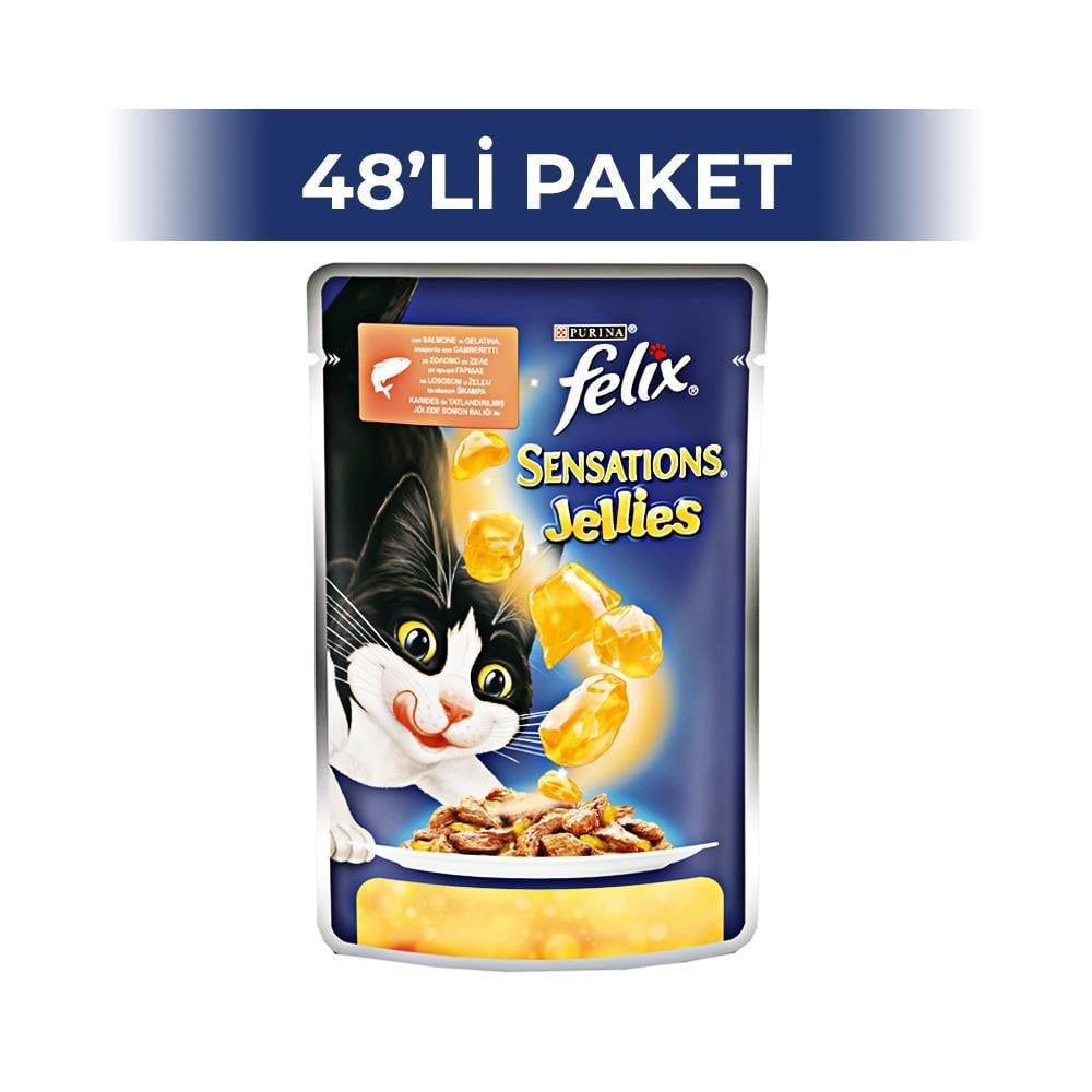 Felix Somonlu ve Karidesli Kedi Yaş Maması 100 gr 48 AdetFelix