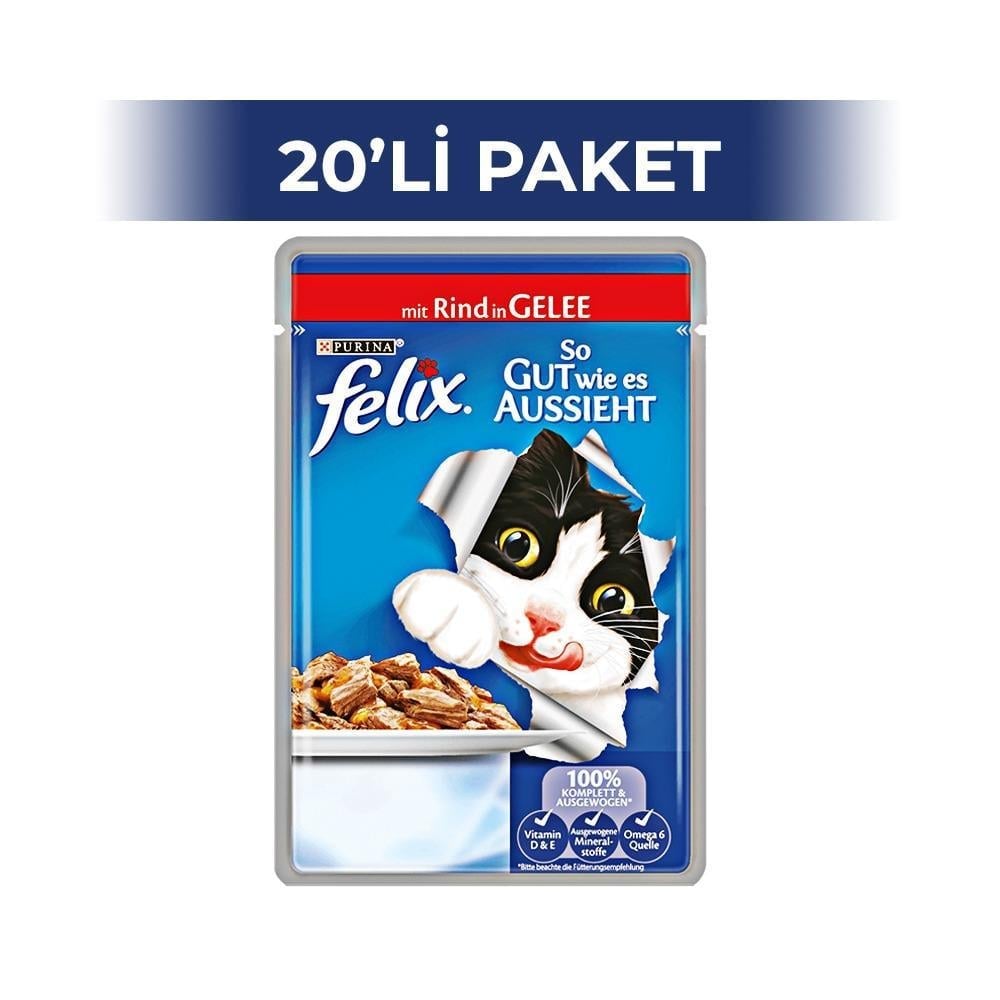Felix Tavuk ve Sığır Etli Yaş Kedi Maması 100 gr 20 Adet Felix