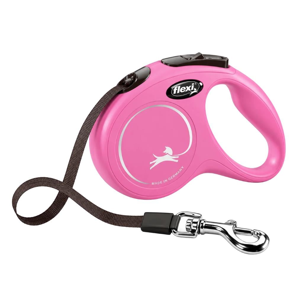 Flexi New Classic Otomatik Şerit Köpek Gezdirme Kayışı 5 m S PembeFlexi
