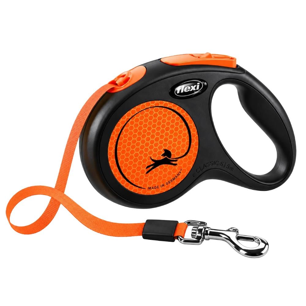 Flexi New Neon Otomatik Şerit Köpek Gezdirme Kayışı 5 m S TuruncuFlexi
