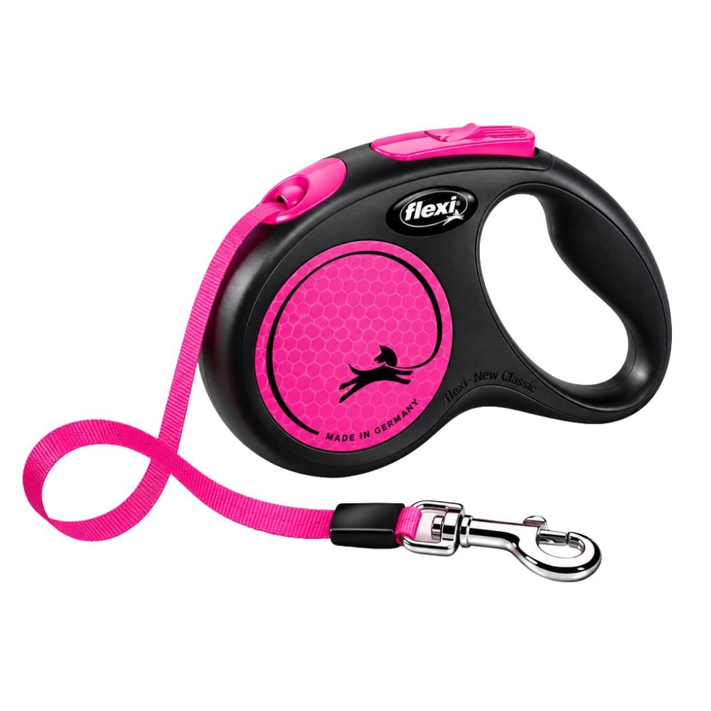 Flexi New Neon Otomatik Şerit Köpek Gezdirme Kayışı 5 m S PembeFlexi
