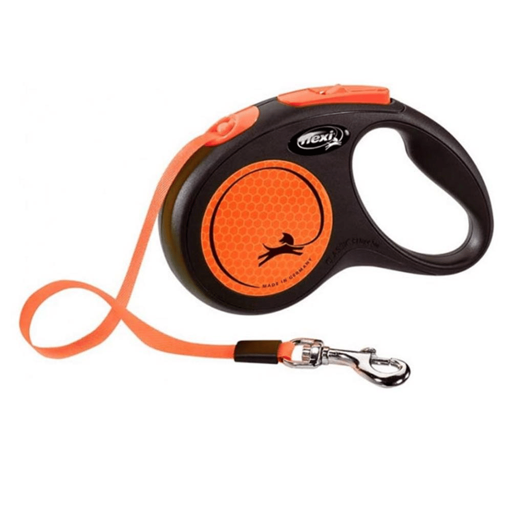Flexi New Neon Otomatik Turuncu Şerit Gezdirme Small 5 MetreFlexi