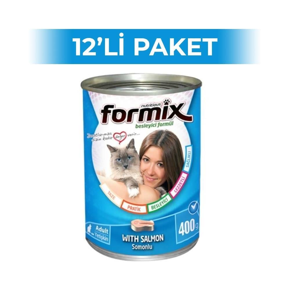 Formix Parça Etli Somonlu Yetişkin Kedi Konservesi 400 gr 12 AdetFormix