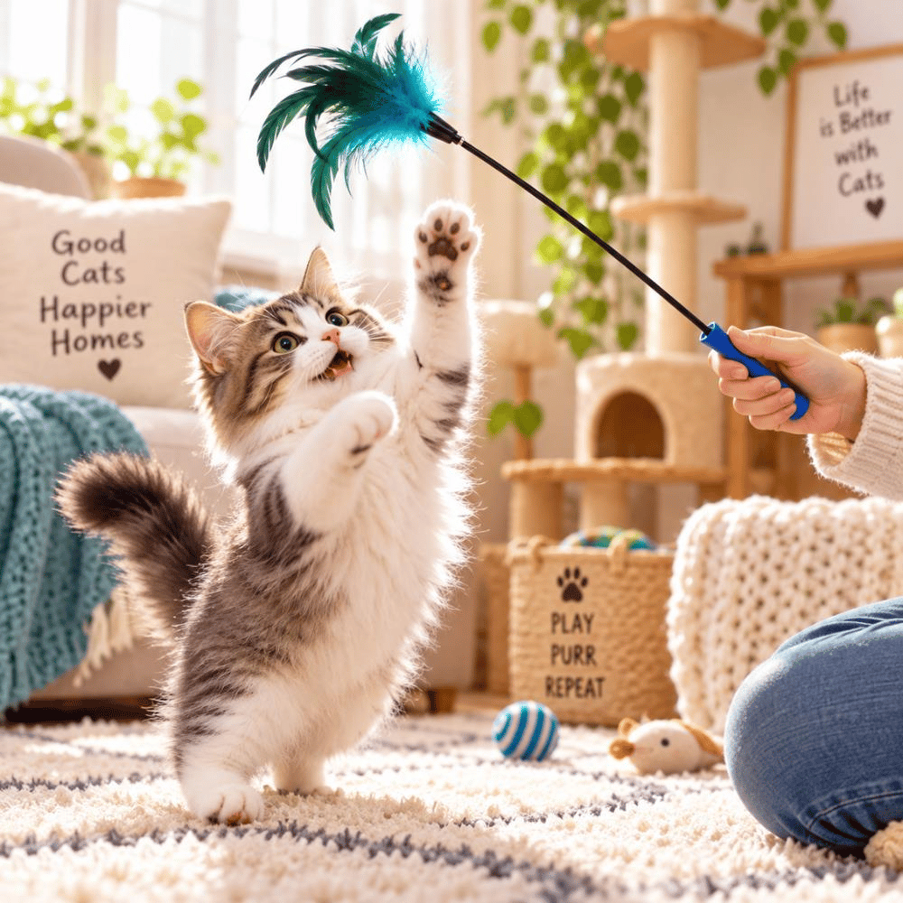 GiGwi Feather Teaser Doğal Tüylü Kedi Oltası 60 cmGigwi