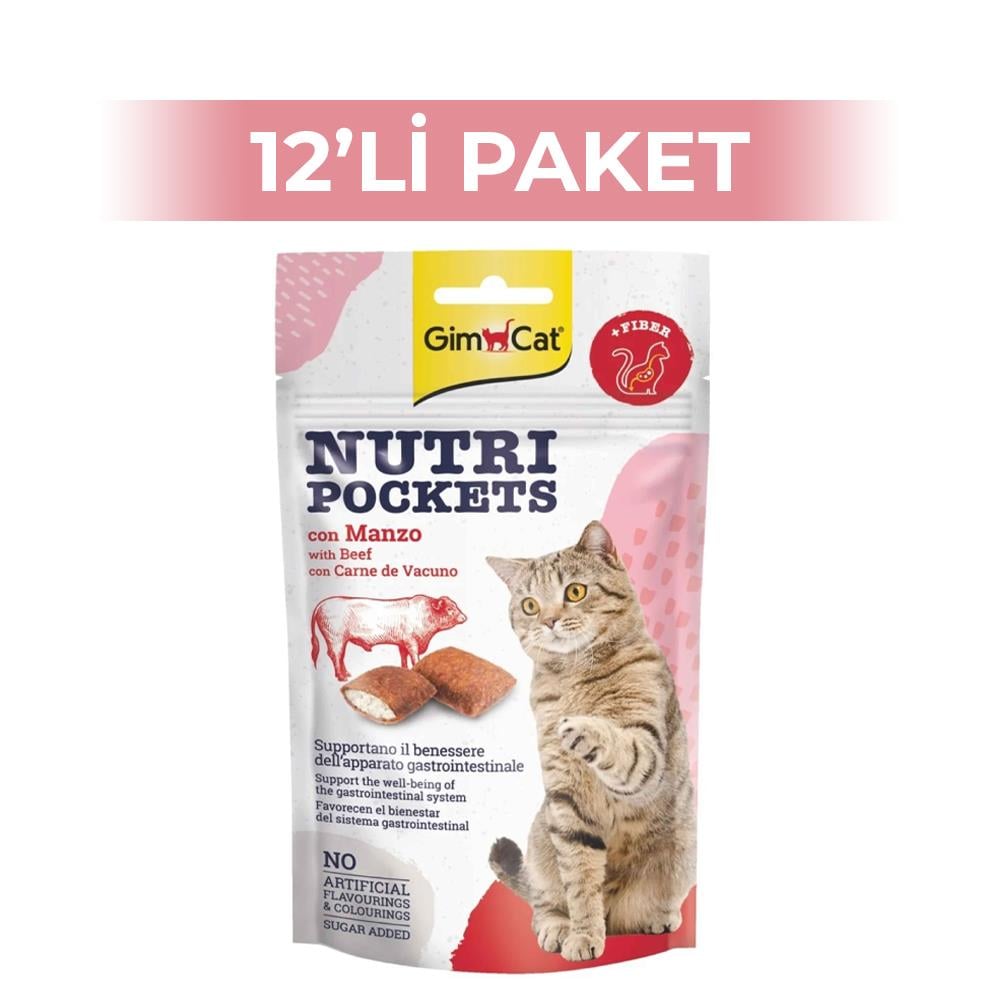 GimCat Nutripockets Biftekli Malt Kedi Ödül Maması 60 gr 12 AdetGimcat