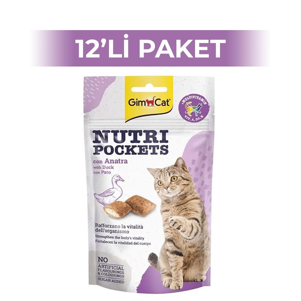 GimCat Nutripockets Ördekli Kedi Ödül Maması 60 gr 12 AdetGimcat