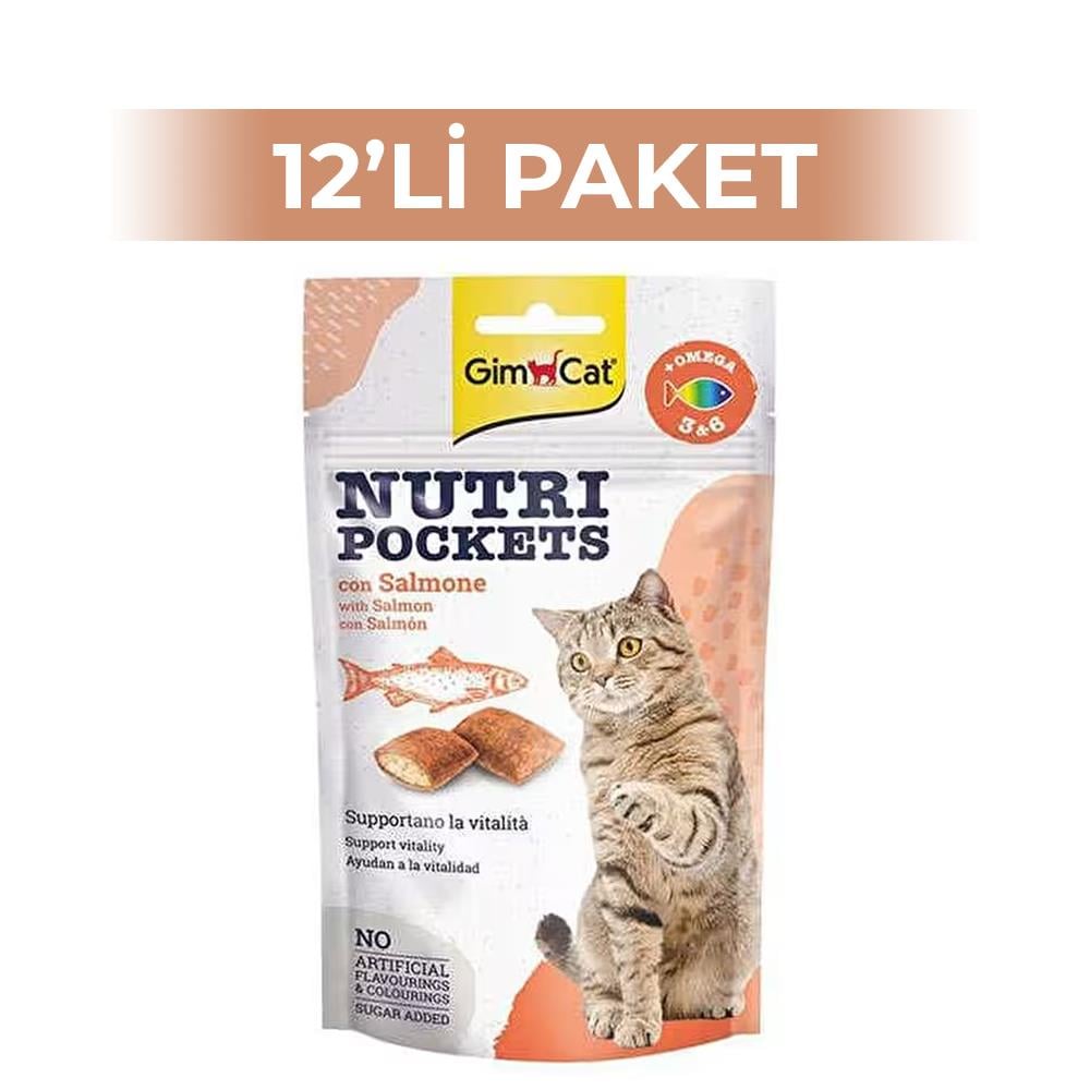 GimCat Nutripockets Somon Balıklı Omega  Kedi Ödül Maması 60 gr 12 AdetGimcat