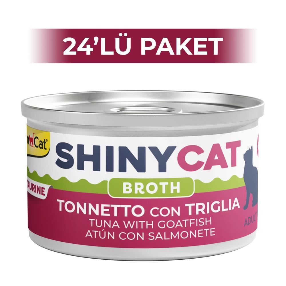 GimCat Shinycat Broth Sos İçinde Barbun Balıklı ve Ton Balıklı Kedi Konservesi 70 gr 24 AdetGimcat